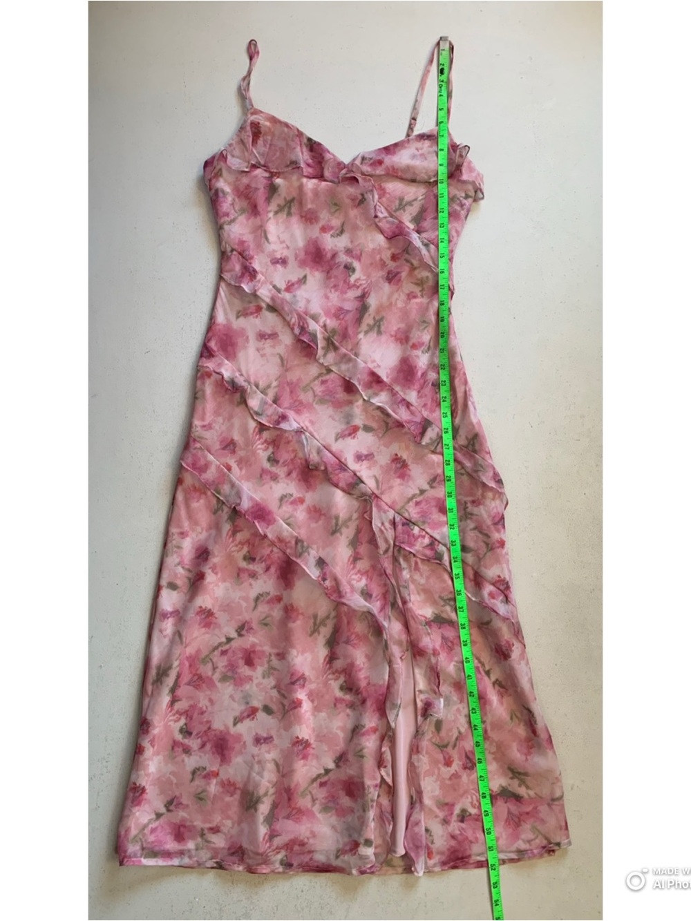 Lulus Large Dreamy Personality Pink Floral Ruffled Sleeveless Midi Dress NWT - Picture 16 of 17